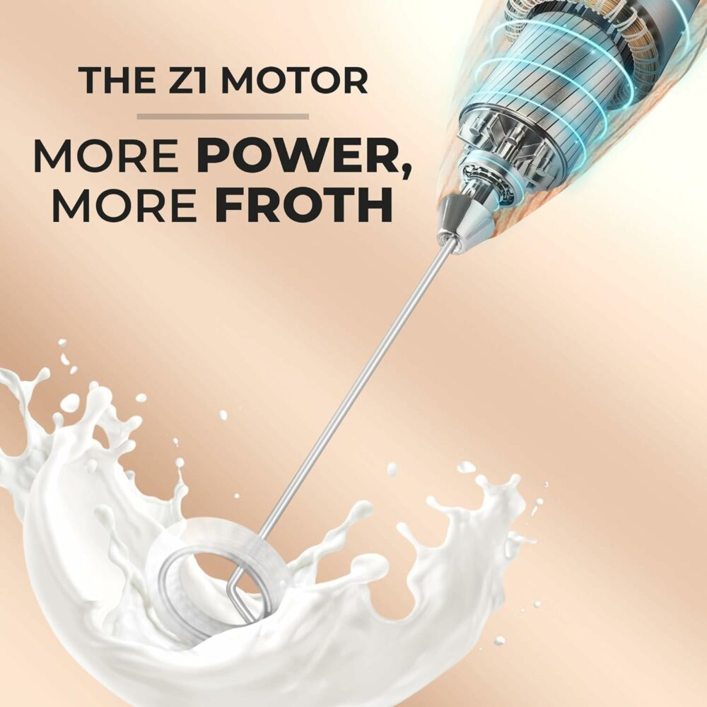 Handheld Milk Frother with Stand, Battery-Operated Electric Drink Mixer for Coffee, Cappuccino, Latte, Matcha, and Hot Chocolate (Premium Black Double Whisk) - Image 4