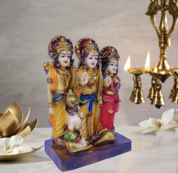 Antique Marble Dust Ram Darbar Murti Statue Idol for Home Pooja Ram Parivar Family Statue Idol Size 5 Inch - Image 3