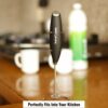 Milk Frother for Coffee, Handheld Battery-Operated Froth Coffee Beater, Electric Portable Foam Maker for Cappuccino, Automatic Hand Stirrer with Stainless Steel Egg Whisker and Stand