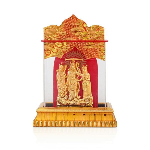 Golden Ram Darbar Statues/Hindu God Idol Acrylic Frame Showpiece | Car Dashboard | Office Table (10 x 8 Centimeters) - Image 2