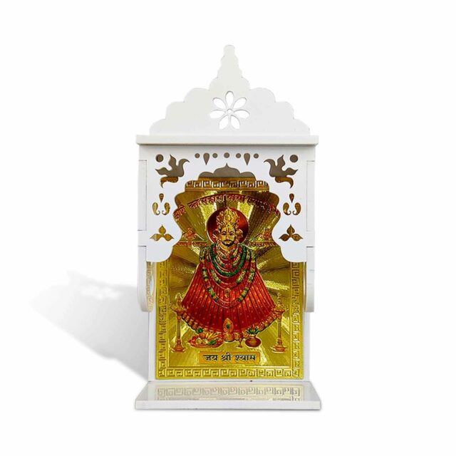 Plastic Jai Shree Khatu Shyam Baba/Barbarik/Haarey Ka Sahara Photo/Picture in Temple Idol for Gifting,Home and Office Table,Car Dashboard Decor Showpiece Small Size 14 X 6.5 Cm Pack of 1