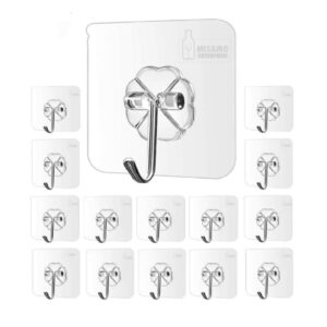 Misamo Enterprise PVC Wall Hooks, Pack of 15, Transparent