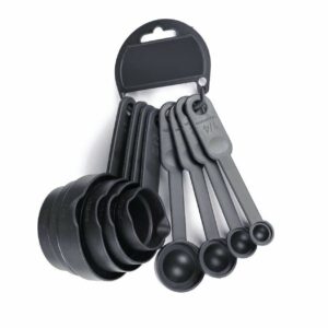 Kitchenwell Smart Plastic Measuring Spoon and Cup Set of 8-Piece - Kitchen Measuring Spoons - Black - (Pack of 1)