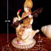 Efinito, 20cm Goddess Saraswati Idol, Saraswati Maa Statue on Swan, Big Saraswati Murti for Pooja School Office, Hindu Goddess of Knowledge Showpiece