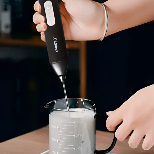 Rechargeable Milk Frother & Coffee Whisker | 3-Speed Electric Frother for Cream, Latte, Cappuccino | Egg Whisker | Stainless Steel | 6 Months Warranty | Black