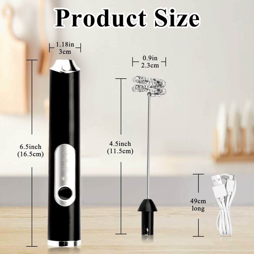 Milk Frother Hand Blender Coffee Frother Blender USB Rechargeable 3-Speed Electric Foam Maker with 2 Whisks Coffee Beater for Cappuccino Whisker Electric Blender for Egg Hand Blender - Image 2