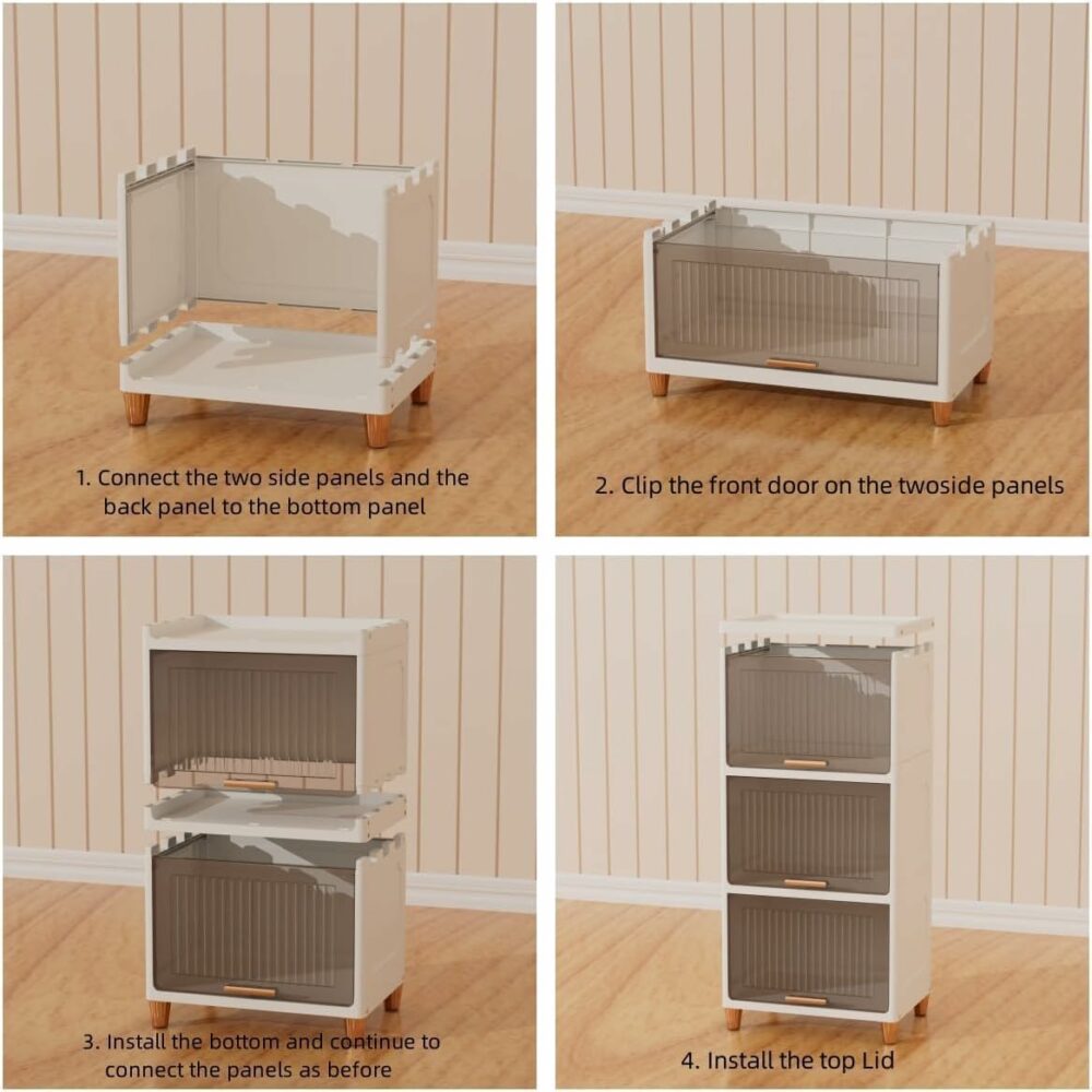 1 Tier Foldable Plastic Cloth Rack for Storage/Kitchen Cupboard/Versatile and Sturdy Wardrobe for Clothes/Storage Organizer/Closet for Bedroom/Living Room/Laundry Room/Study(White) - Image 4