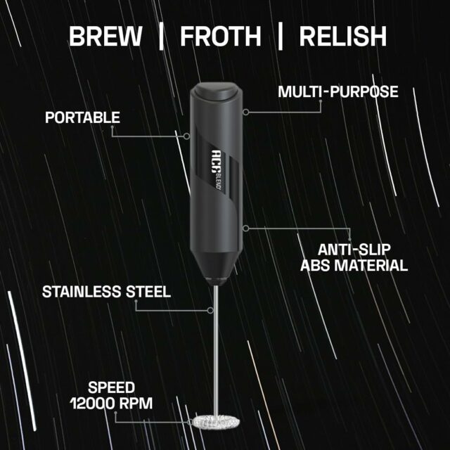 Cloudstick Coffee Frother Electric | Battery Operated Portable Foam Maker | Stainless Steel Electric Whisk, Mini Foamer for Lattes, Cappuccino, Frappe, Mocha for Kitchen Use