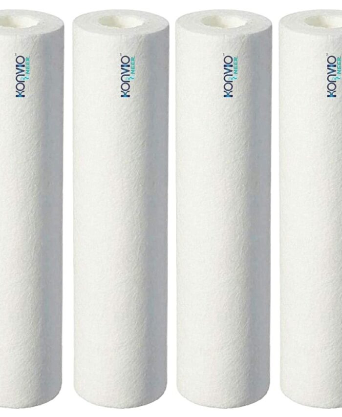 KONVIO NEER 10 Inch High Density Spun Pre-Filter (5 Micron PP Spun) Cartridge Compatible for 10 Inch Pre-Filter Housing of All Water Purifier | Pack of 4 Spun