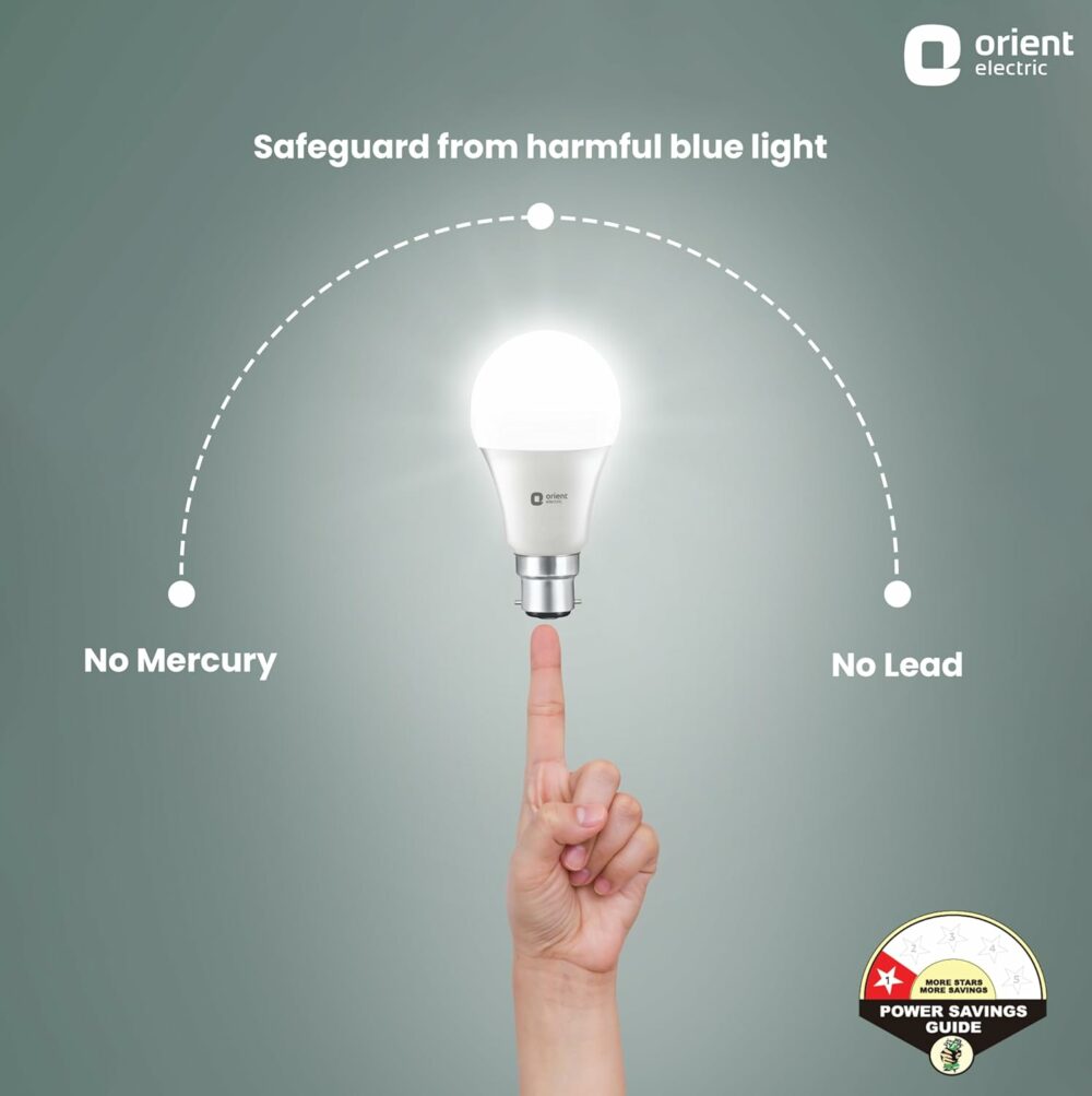 9W High Glow LED bulb| 180-degree wide beam angle| Voltage surge protection up to 4 kV| 6500K, Cool White| B22d base| Made in India| Pack of 2 - Image 3