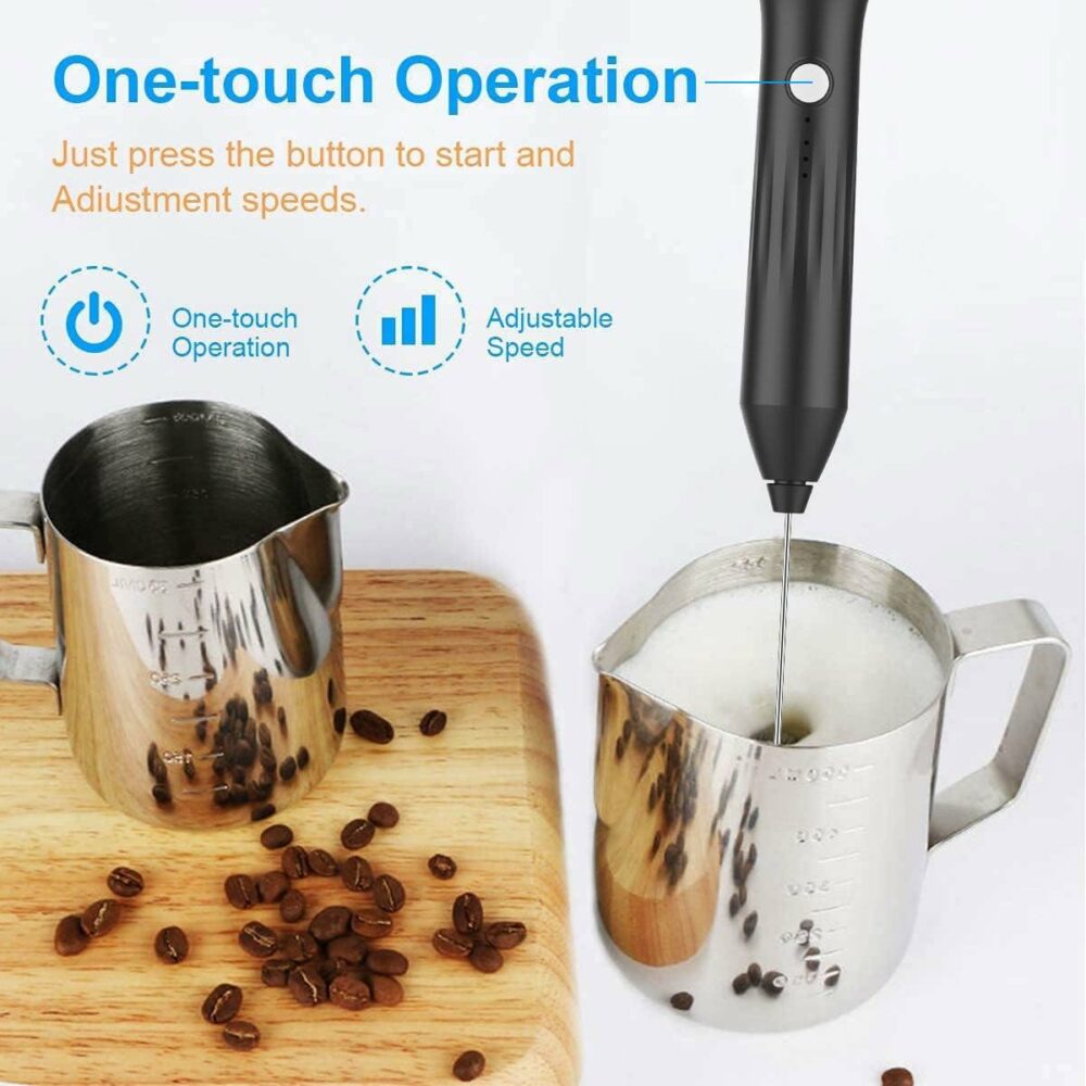 Coffee frother Electric with 2 Whisker & 3-Speed Adjustable 1100mAh Battery Milk Blender Beater Handheld Foam Maker Mixer Gift 11000 RPM Lattes Cappuccino (309) - Image 2