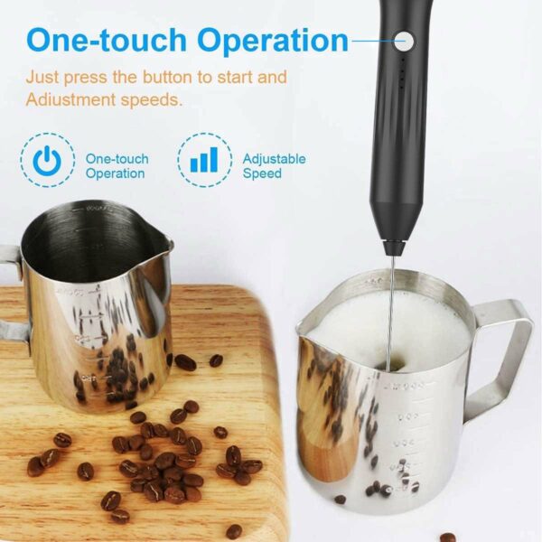 Coffee frother Electric with 2 Whisker & 3-Speed Adjustable 1100mAh Battery Milk Blender Beater Handheld Foam Maker Mixer Gift 11000 RPM Lattes Cappuccino (309) - Image 2