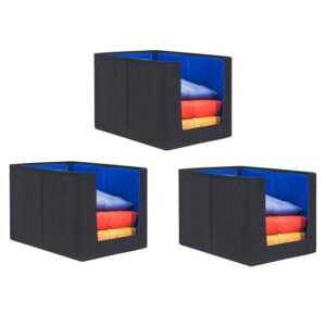 3 Pcs Non Woven Shirt Stacker/Cloth Organizer for Storage/Closet & Wardrobe Organizer for Storage/Foldable Shirt Organizer Cloth Storage Box (Blue, 26x40x26 cm)