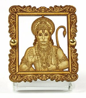 Wood, Acrylic Hanuman Ji Idol with Japa Mala, 3 x 6.5 cm x 5 cm, Brown