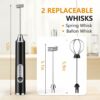 TimeS Handheld Milk Frother Rechargeable, 3-Speed Electric Frother for Coffee with 2 Whisks, Coffee Frother Mixer, Stand-up Design, for Cream, Latte, Cappuccino and for Butter Milk