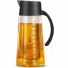 SignoraWare Even Flow Borosilicate Glass Oil Dispenser | Measurement Marking | Easy Refilling | Control Oil Dispensing | Modern Look | Pointer Oil Nozzle with Covering Lid ( 1 Ltr | Clear )