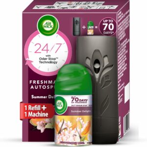 Air Wick 250 ml - Vanilla & Muskmelon (Summer Delights), Refill + Automatic Spray| Freshmatic Air Freshener Kit | 2600 Sprays Guaranteed | Automatic Room Freshener, Bathroom Freshener and Room Spray