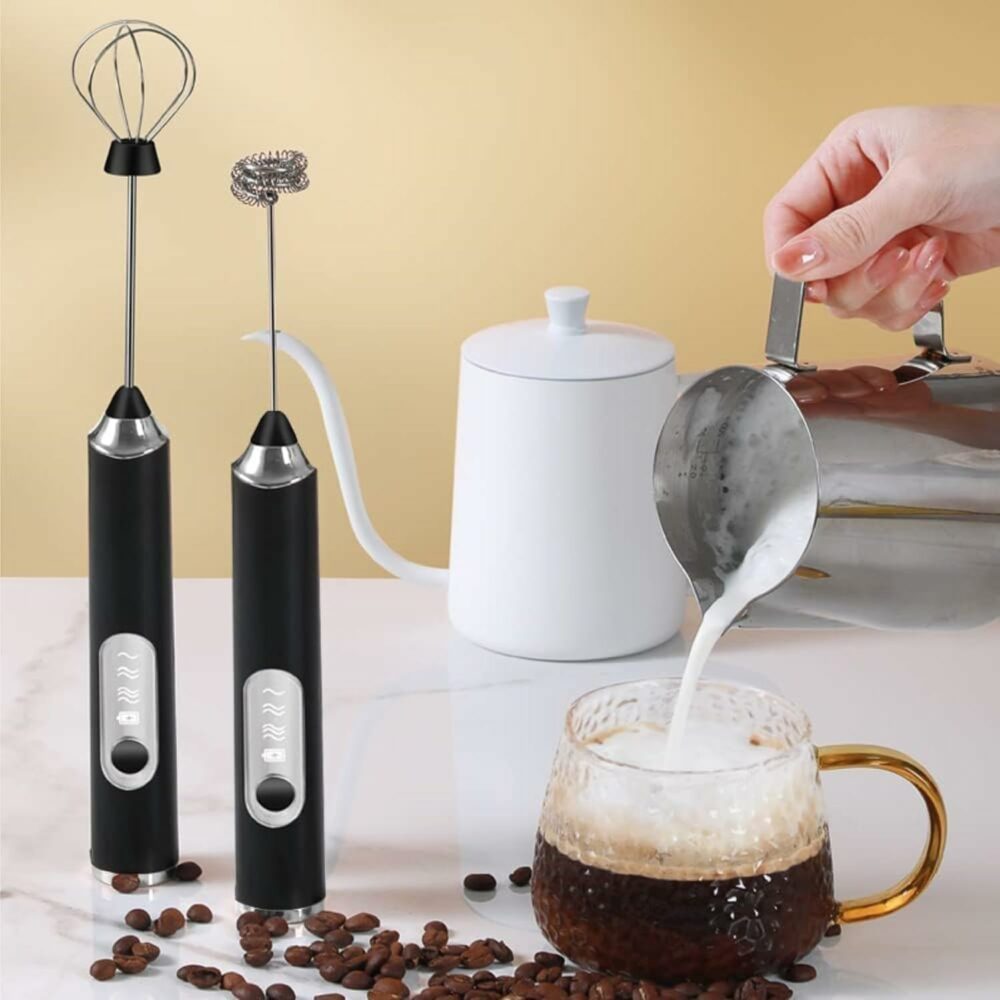 Milk Frother Hand Blender Coffee Frother Blender USB Rechargeable 3-Speed Electric Foam Maker with 2 Whisks Coffee Beater for Cappuccino Whisker Electric Blender for Egg Hand Blender - Image 3
