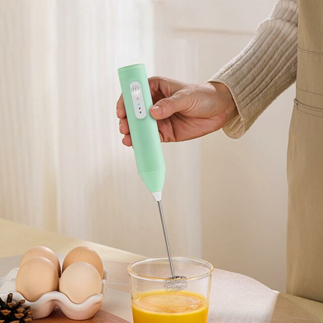 Rechargeable Handheld Milk Frother - 3-Speed Electric Foam Maker for Coffee, Coffee Frother Mixer, Stand-up Design, for Cream, Latte, Cappuccino Type C Charging 1200 mAh Battery