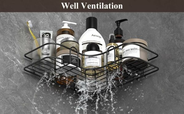 Space-Saving Metal Bathroom Corner Shelf - 2 Pcs - Image 3