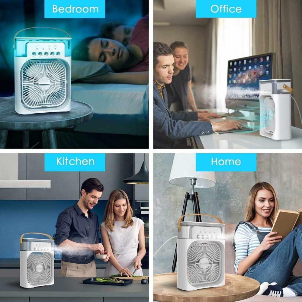 TEKCOOL Mini Cooler for Room Cooling AC Portable Mini Fan Artic Cooler with 7 Colors LED Light, 1/2/3 H Timer, 3 Wind Speeds and 3 Spray Modes for Office,Home,Dorm,Travel1(Multicolor) - Image 3
