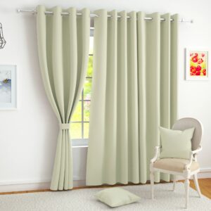 Story@Home Blackout Door Curtains 7 Feet Set of 2 | Plain Design | 70% Room Darkening | Thermal Insulated Curtains | Curtain for Living Room | (116 x 215 cm, Beige) | Perfect for Home Decor