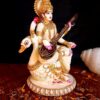 Efinito, 20cm Goddess Saraswati Idol, Saraswati Maa Statue on Swan, Big Saraswati Murti for Pooja School Office, Hindu Goddess of Knowledge Showpiece