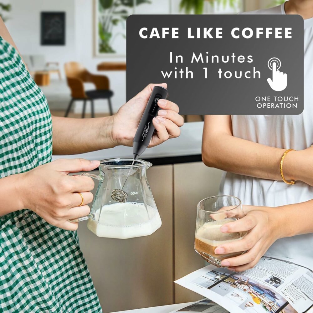 Rechargeable Milk Frother & Coffee Whisker with Dual Spring Tech | 1 Year Replacement Warranty | Free Coffee Frothing Recipe Book - Image 6