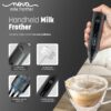 Rechargeable Milk Frother & Coffee Whisker with Dual Spring Tech | 1 Year Replacement Warranty | Free Coffee Frothing Recipe Book