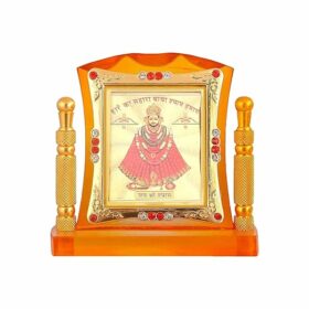 Golden Khatu Shyam Idol | Bajrang Bali Ashirwad Murti Acrylic Religious Frame for Car Dashboard (L*B*H- 3.3 x 1.2 x 3.3 Inches)
