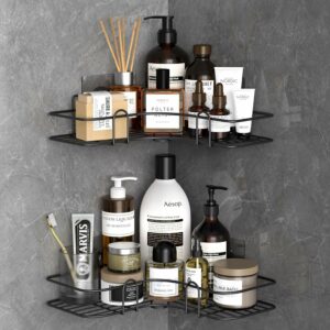 Boniry Metal Bathroom Organiser Without Drill Bathroom Corner Shelf Adhesive Stand for Corner Rack for Bathroom, Shampoo Holder for Bathroom Accessories-Multipurpose Bathroom (2 Pcs Corner)