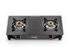 Butterfly Smart 2 Burner Glass Top Gas Stove | Manual Ignition | Scratch Resistant Toughened Glass | Brass Burners | Skid-proof Legs | 1 Year Manufacturer's Warranty | Black