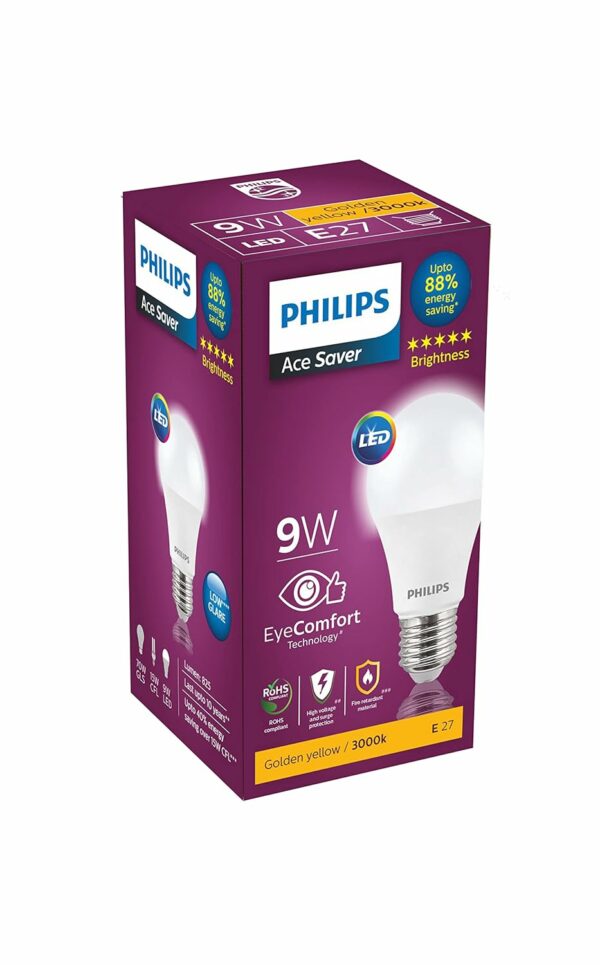 9-Watts E27 LED Warm White LED Bulb, Pack of 1, (Ace Saver)