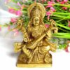 Brass Lord Saraswati Idol, Standard Size, Golden Finish, 1 Piece