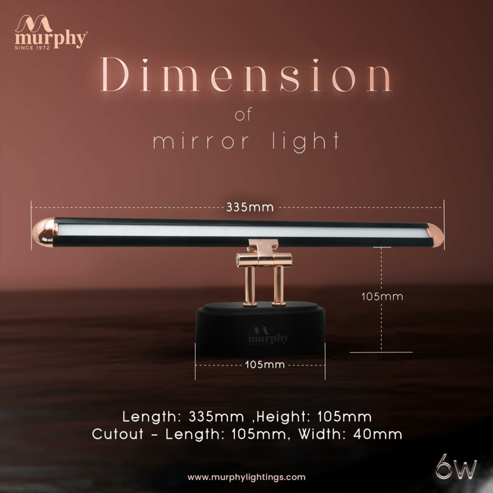 Murphy 6W 3-in-1 Color Chnaging Black Rose Gold Finish LED Mirror Picture Wall Light,Bathroom Vanity Led Mirror Light with 2 Year Warranty (Cool White/Warm White/Natural White)-Pack of 1 - Image 5