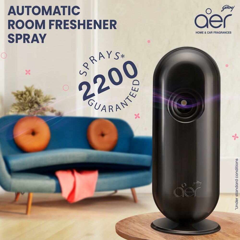 Godrej aer Matic Kit (Machine + 1 Refill) - Automatic Room Fresheners with Flexi Control Spray | Violet Valley Bloom | 2200 Sprays Guaranteed | Lasts up to 60 days (225ml) - Image 3