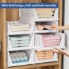 Set of 4, Stack it Up | Large Cloth Stacker | Foldable Shirt Storage Stacker for Wardrobe | Plastic Stackable Closet Organizer | White | 34L x 44W x 19H Centimeters