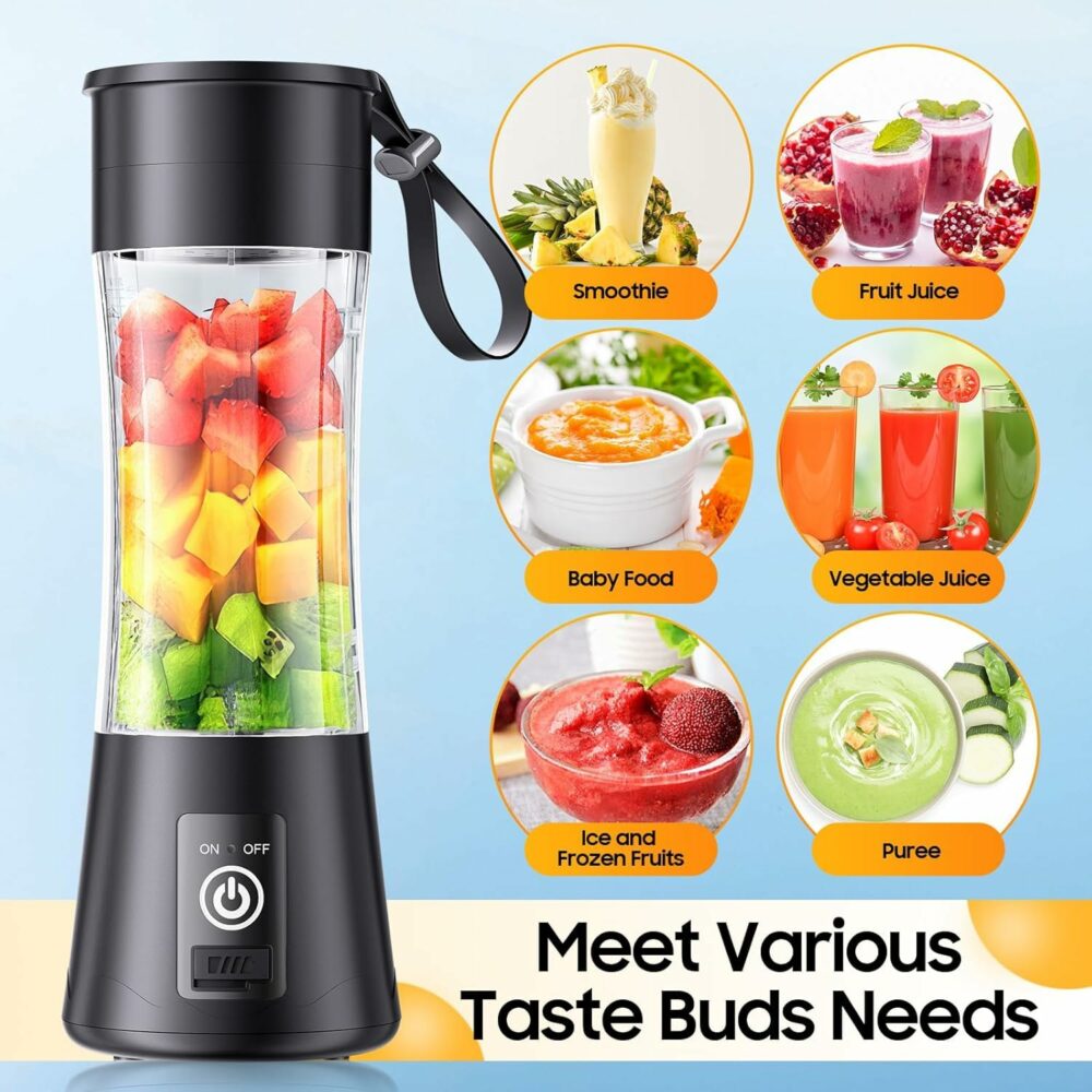 SHAYONAM Portable Blender, USB Rechargeable Mini Juicer Blender,Electric Bottle Grinder Mixer, Personal Size for Juices, Shakes and Smoothies,Fruit Juicer Machine(Multi Color)(1)/*- - Image 6