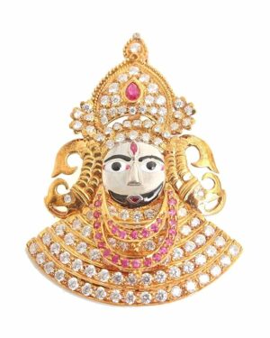 18 Gram 925 Sterling Silver Swarovski Stoned Gold Plated Khatu Shyam Ji Idol/Murti/Statue with Singhasan Showpiece for Pooja Room Housewarming Return Gift Home Decoration and Gifts