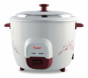 Prestige Prwo 1.8 L Electric Rice Cooker With Dual Control Panel Detachable Power Cord Durable Body Cool Touch Handles Red 1 Year Warranty On Product & 5 Years Warranty On Heating Plate, 1.8 liters