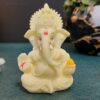 Ganesha for Car Dashboard Ganesh Statue Murti Ivory Finish Lord Ganpati Diwali Gifts Home Decor Figurine (Size: 3.5 x 2 inches) Ceramic