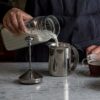 Stainless Steel Milk Frother Coffee Frother Blender-Manual Coffee Beater for Cappuccino-Foam Maker for Hot and Cold Coffee Milk with Double Froth Pump, Handle and Lid, Multicolor