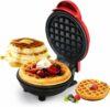 QCen Mini Waffle Maker Machine 3 In 1 Waffle Iron Home Appliances Kitchen Easy To Clean, 4 Inch, Perfect For Breakfast, Dessert, Sandwich, Pan Cakes, Other Snacks|Assorted - 350 Watts