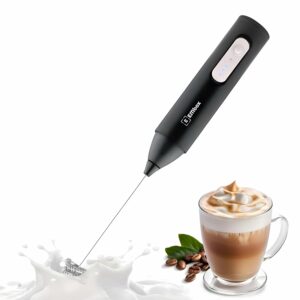Rechargeable Milk Frother & Coffee Whisker | 3-Speed Electric Frother for Cream, Latte, Cappuccino | Egg Whisker | Stainless Steel | 6 Months Warranty | Black