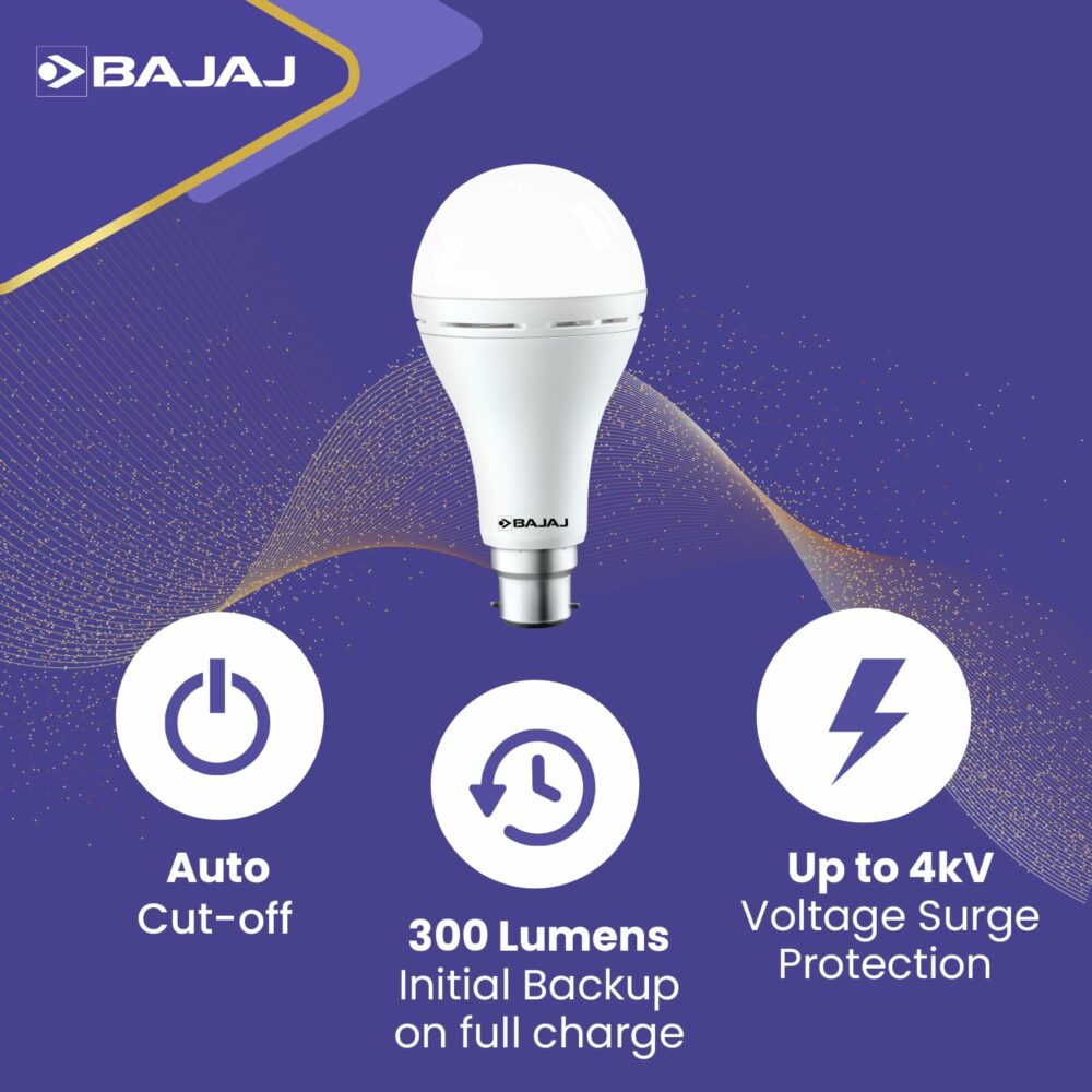 LEDZ 12W Rechargeable Emergency Inverter LED Bulb | Cool Day Light | Upto 4 Hours Battery | B22D | 1 Year - Warranty (Pack of 1, White) - Image 4
