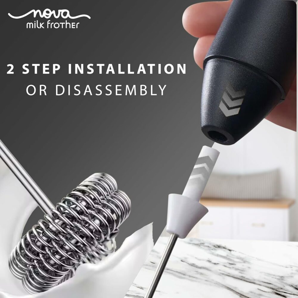 Rechargeable Milk Frother & Coffee Whisker with Dual Spring Tech | 1 Year Replacement Warranty | Free Coffee Frothing Recipe Book - Image 4