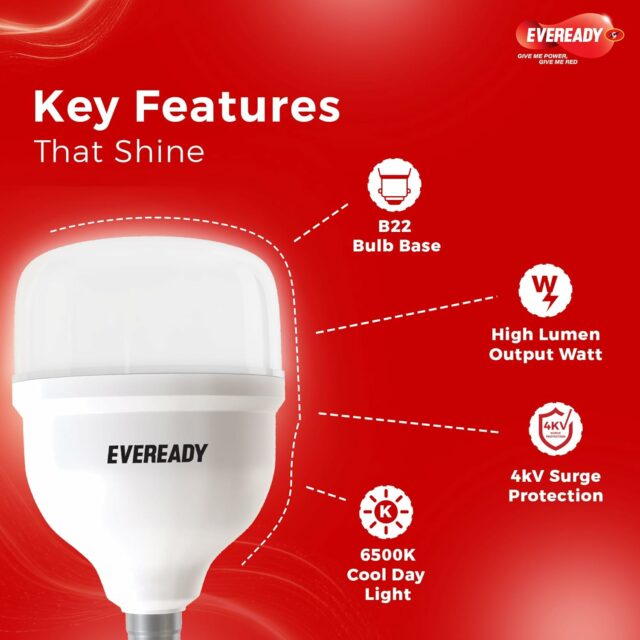 30W Led Hammer Bulb | b22 High Cri & High Efficiency | Energy Efficient | Long Life & Low Maintenance | Pack Of 1| 4Kv Surge Protection | Cool Day Light (6500K)