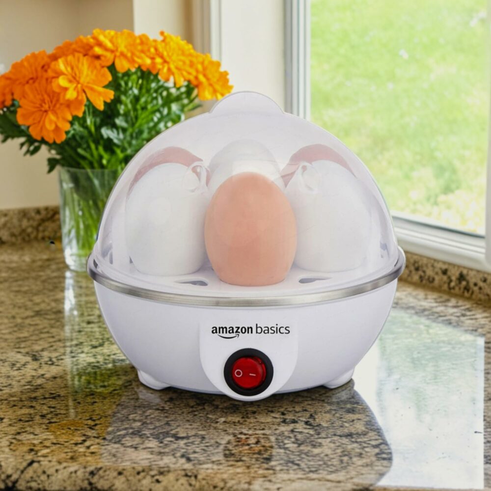 Amazon Basics Electric Egg Boiler | 3 Boiling Modes | Automatic Operation | Overheat Protection|75ml|Plastic|White - Image 2