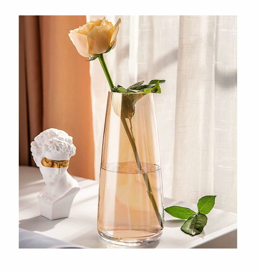 SPHINX Decorative Glass Vase for Flowers Plants Home Decor Office Living Table Decorations, Vases for Home Decor, Luster Glass Vase,Modern Glass Vase - (Crystal Amber, Approx 9 Inches Height) - Image 2