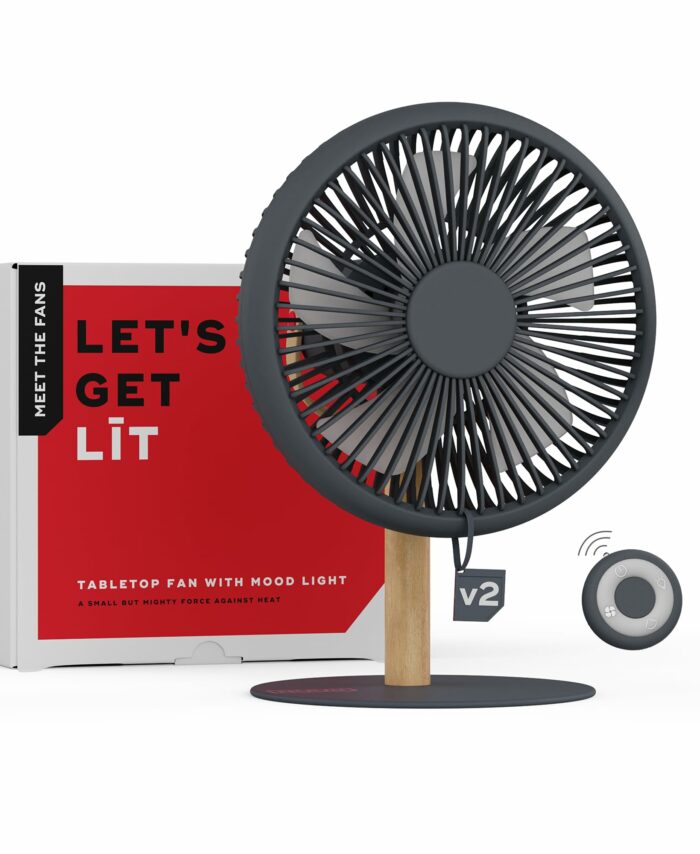NUUK LIT v2 Cordless & Rechargeable 7 Inch Table Fan with Night Light & Remote Control | Auto Oscillation with 4 Wind Modes | BLDC Fan with Up To 17 Hour Run Time | Portable Table Fan for Home, Office